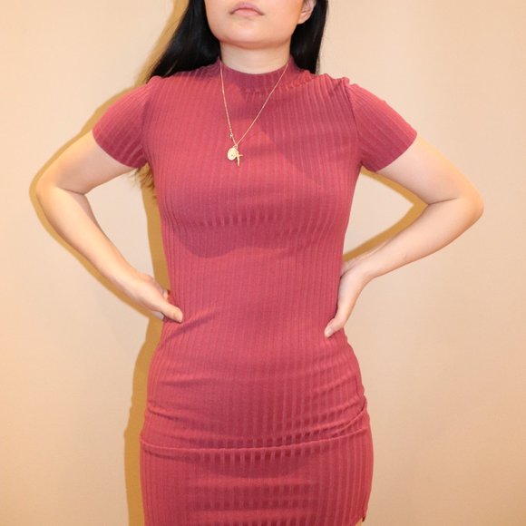 Pink Bodycon Sweater Dress - Picture 1 of 3